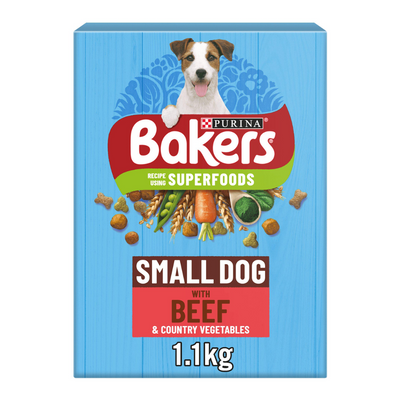 Bakers Small Dog Beef, Vegetable & Whole Grain Dry Dog Food (1.1kg)