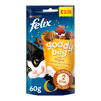 Felix Goody Bag Original Chicken, Liver and Turkey Cat Treats (60g)